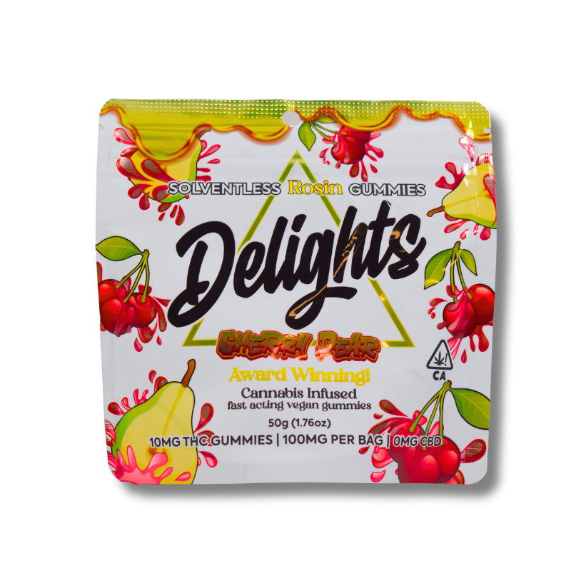 Delights Solventless Rosin Gummies – Cherry Pear